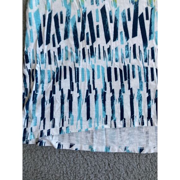 Weekends Chicos Top XL 3 Abstract Art Striped 3/4 Sleeve Green Beach Boho Shirt - Picture 4 of 16